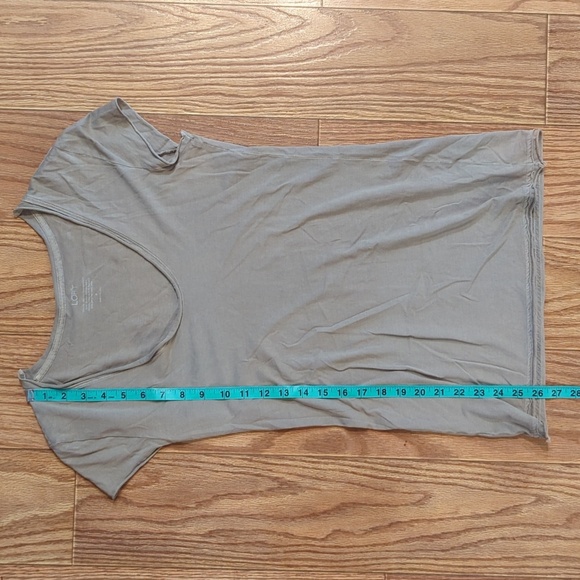 Loft gray short-sleeve lived-in cotton long t-shirt v-neck women's size S - Picture 4 of 6